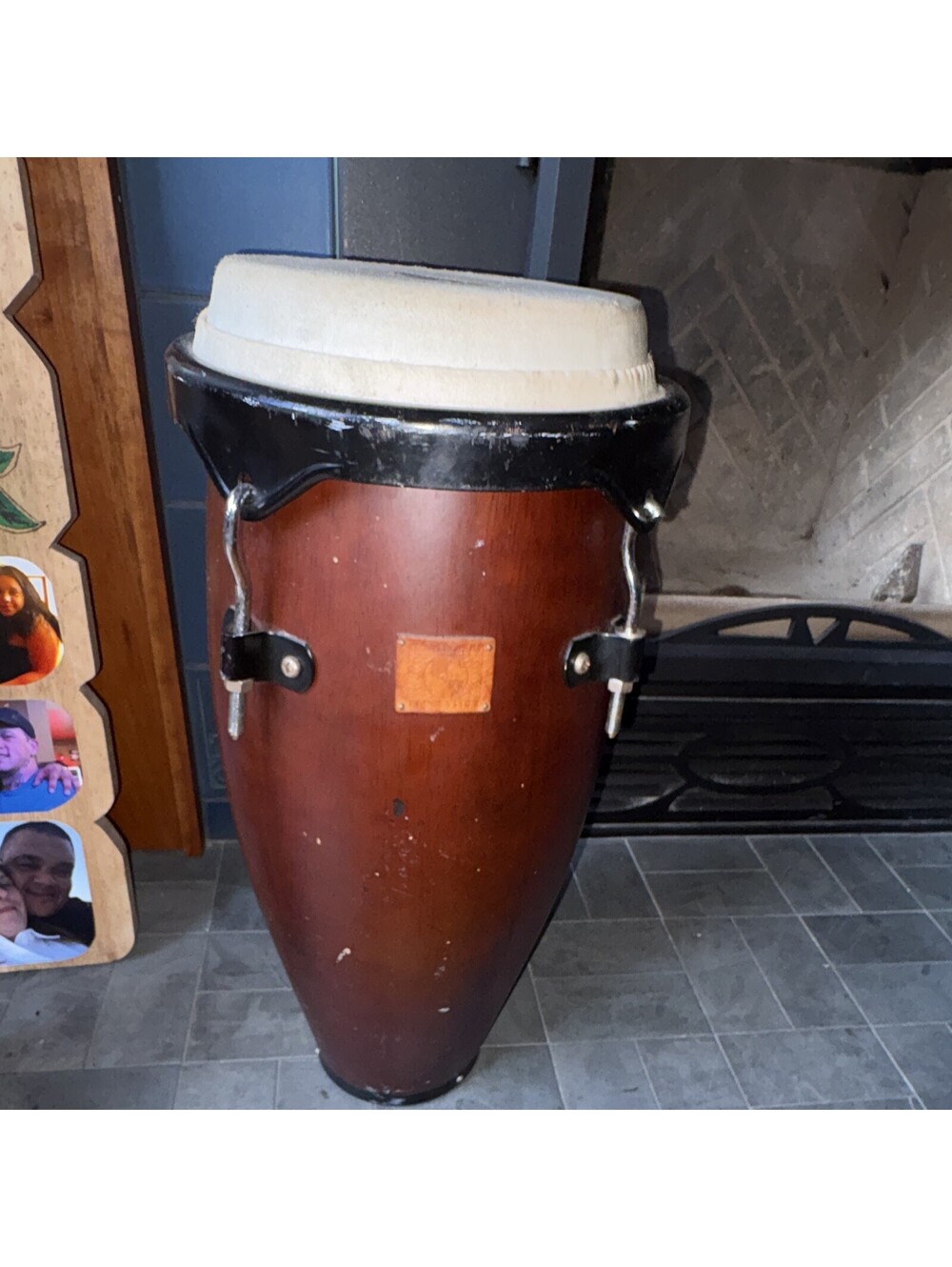Wood Conga Drum w/ Remo Ambassador Natural Head, Metal Hardware, 1-Piece